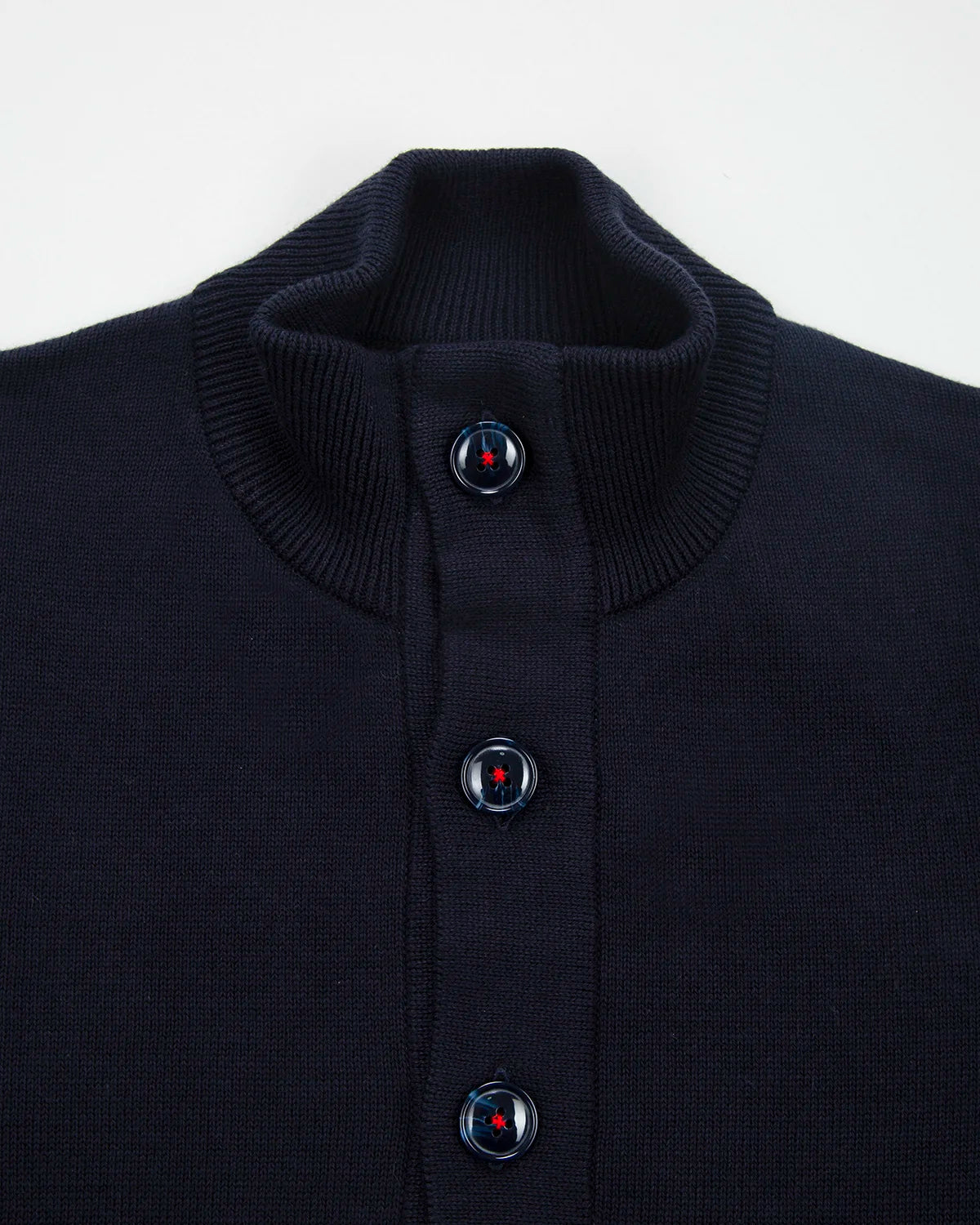 Chaqueta Punto Botón Contraste Algodón Azul Oscuro